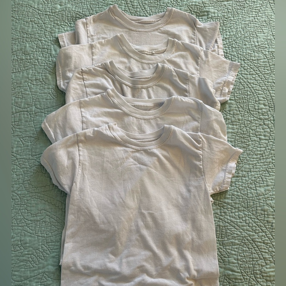 Hanes Boys White Tee Shirts Undershirts Size Small Lot of 5 Short Sleeve